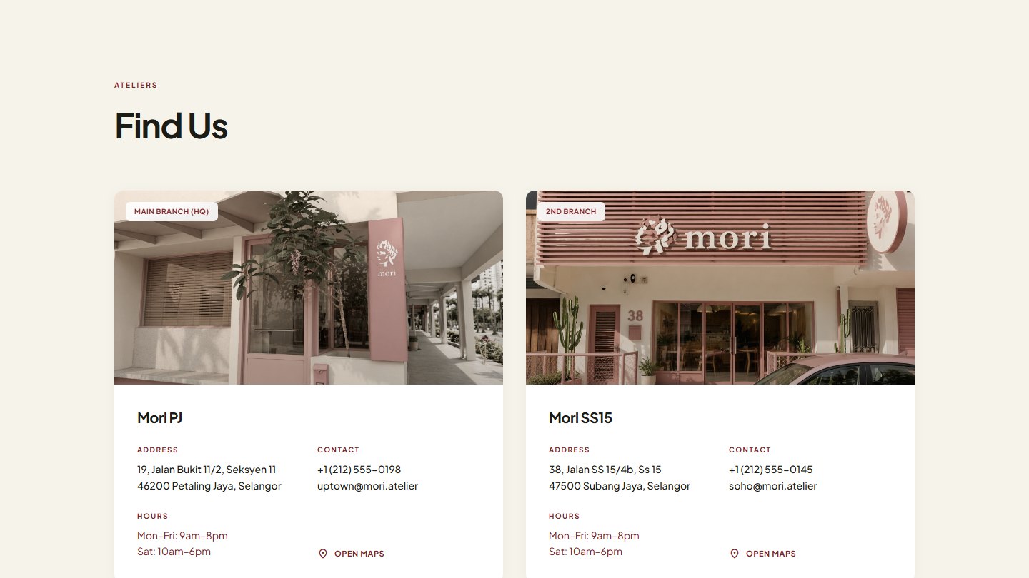 Location cards for the two branches