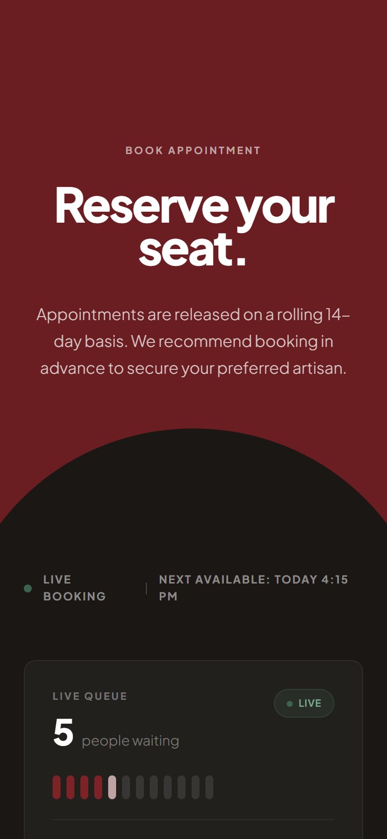 Booking on mobile