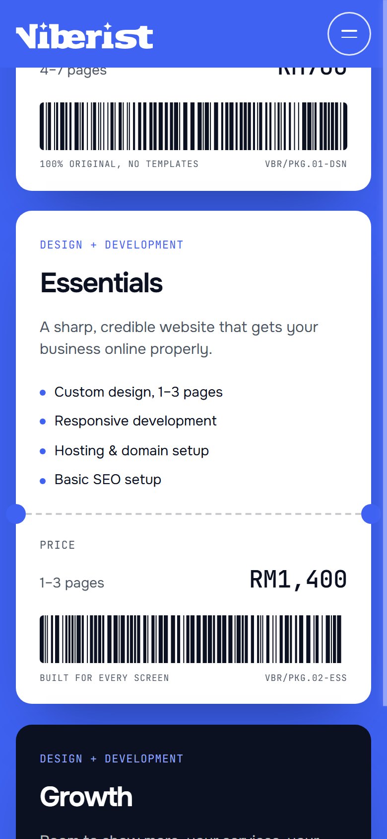 Pricing on mobile
